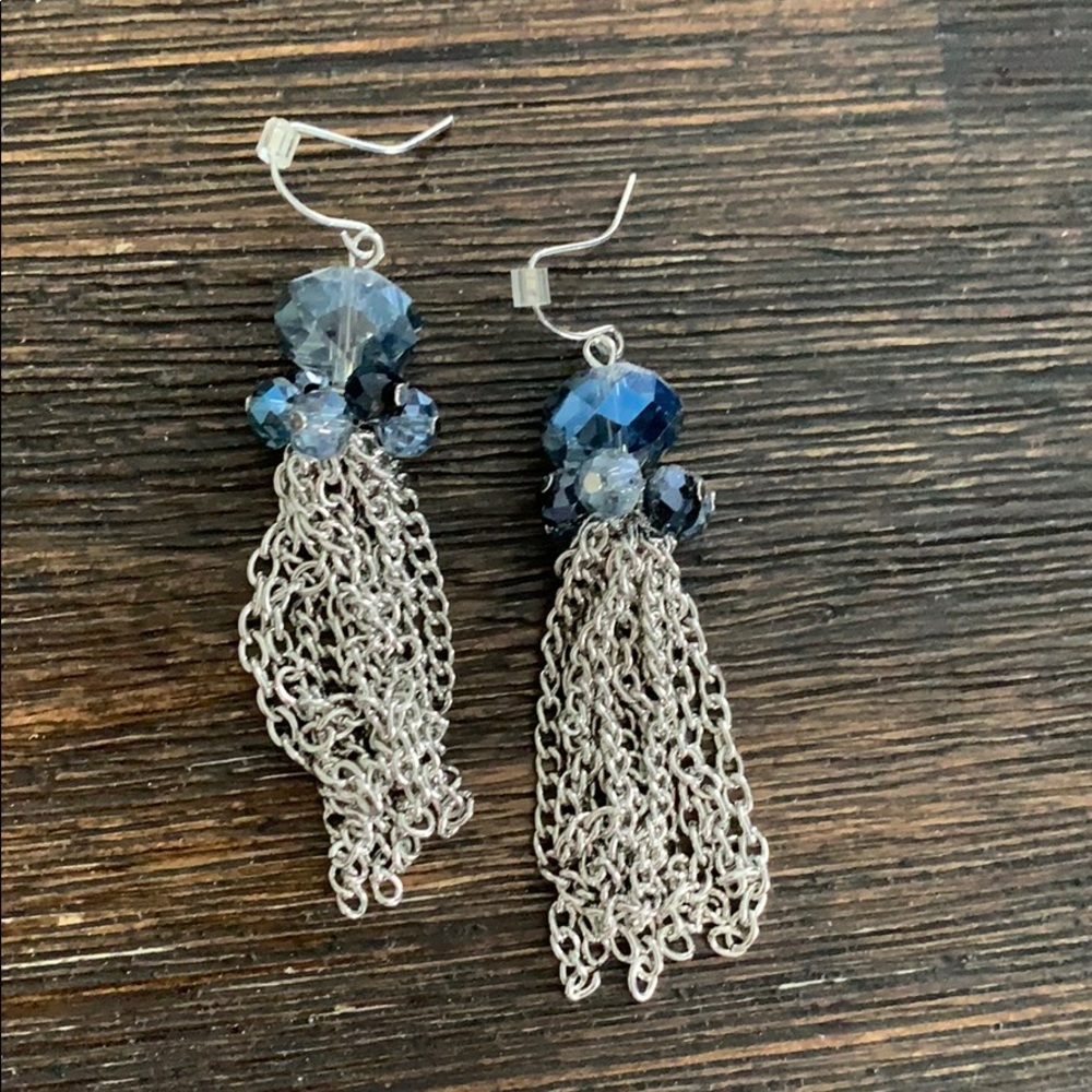 Silver and Blue drop earrings